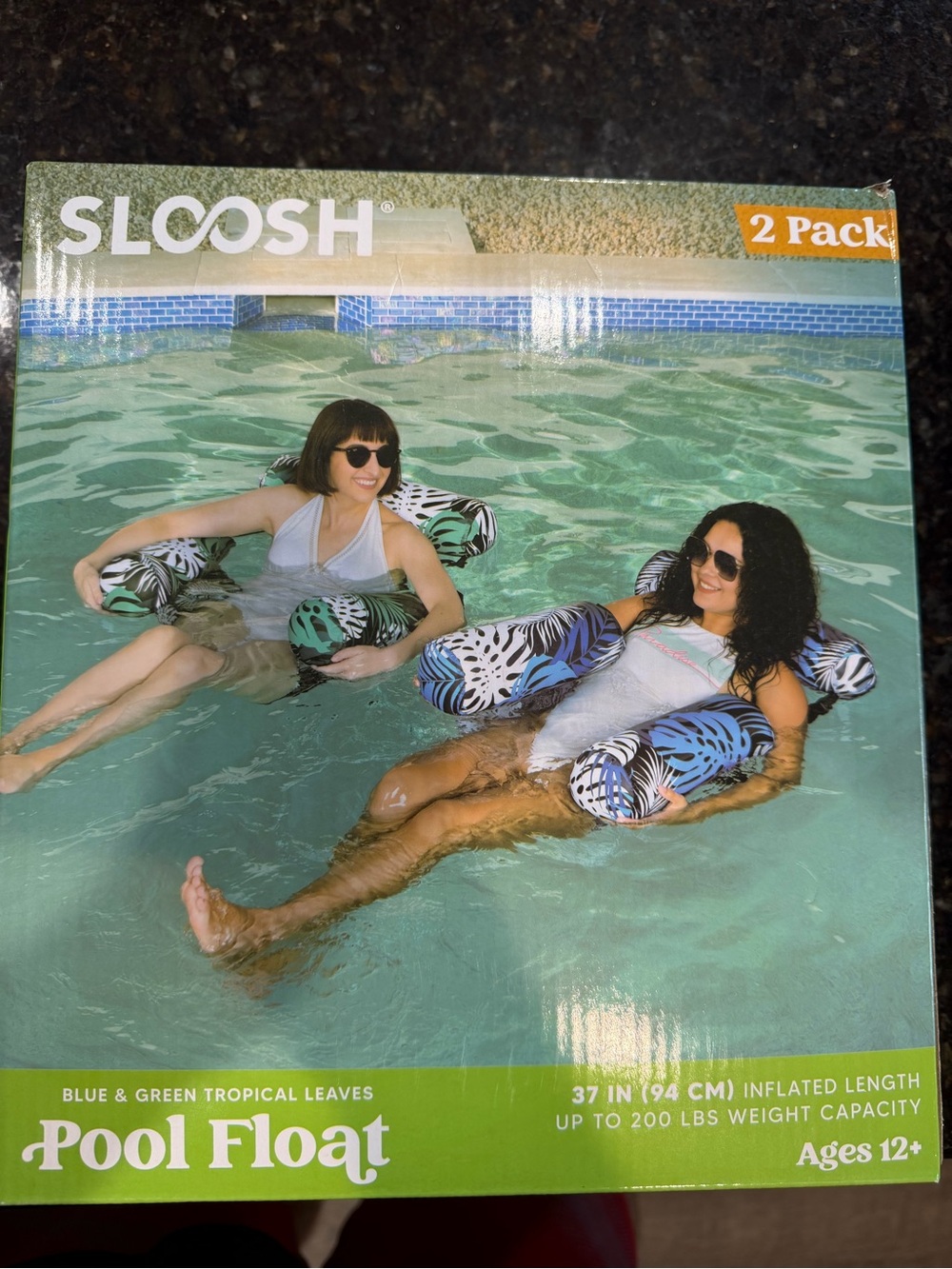 SLOOSH Blue & Green Tropical Leaves Pool Float - 2 Pack